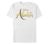 (TG. M) Disney Aladdin Live Action Logo Organic Short Sleeve T-Shirt, White, M U
