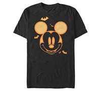 (TG. M) Disney Classic-Mickey Pumpkin Organic Short Sleeve T-Shirt, Black, M Uni