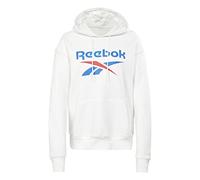 (TG. M) Reebok Pile con Logo Grande Felpa con Cappuccio, Bianco, M Donna - NUOVO