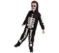 (TG. M) Rubies Costume da Scheletro Glow in dark per bambini, tuta con stampa sc
