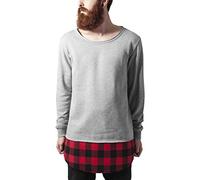 (TG. M) Urban Classics Long Flanell Bottom Open Edge Crewneck Felpa, Multicolore