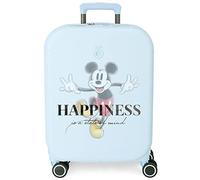(TG. Maleta) Valigia da cabina Disney Mickey Happiness Blu 40x55x20 cm ABS rigid
