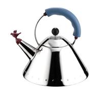 (TG. manico azzurro) Alessi 9093 Bollitore con Manico e Fischietto a Uccellino d