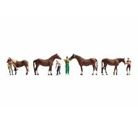 (TG. medium) Noch Set di Statuette per la Cura dei Cavalli, Modelli H0 ricchi di