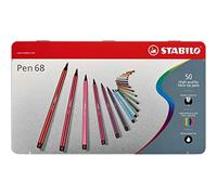 (TG. Medium) Pennarello Premium - Stabilo Pen 68 - Scatola in Metallo da 50 - Co