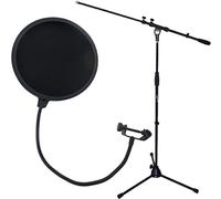 (TG. MS106BK + EMH019 Popschutz) KEEPDRUM MS106, treppiede per supporto del micr
