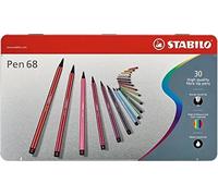 (TG. N/A) Pennarello Premium - STABILO Pen 68 - Scatola in Metallo da 30 - Color