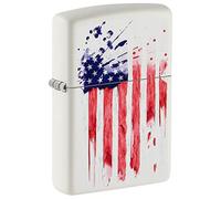 (TG. One Box) Zippo Più leggero, bianco opaco noi bandiera, una scatola - NUOVO