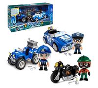 (TG. One) Pinypon Action - Pack Veicoli con quad, auto e moto, e 3 figure divers