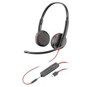 (TG. One Size) Poly Blackwire 3225, Cuffia Cablata con Connessione USB-A, USB-C,