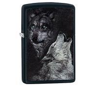 (TG. One Size) Zippo Feuerzeug Wolf Lighter, Metal, Silver, One Size - NUOVO