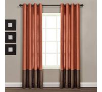 Lush Decor Prima-Set di Tende da Finestra Color Block, Soggiorno, Sala da Pranzo, Camera da Letto (Coppia), Bianco/Grigio, 137 x 213 cm, Poliestere, Marrone/Ruggine, Panel Pair 84 in x 54 in