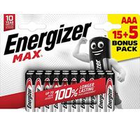 (TG. PAQUETE DE 20) ENERGIZER PILAS ALKALINE MAX LR03 (AAA) BL15+5 BR - NUOVO