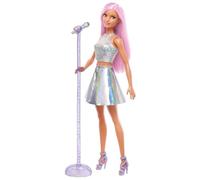 (TG. Piccolo) Barbie Carriere - Pop Star, bambola con top argentato e gonna irri