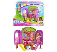 Chelsea Barbie Pop en Boomhut, speelset met puppy, poppenhuis met meubels en gli