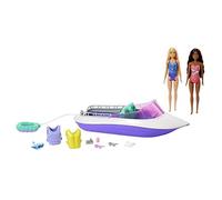 (TG. Piccolo) Barbie - Playset Sirene con 2 bambole Malibu e Brooklyn e barca lu