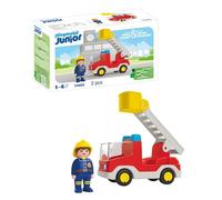 (TG. Piccolo) Playmobil Junior 71683 Autoscala Pompieri, con scala estensibile e