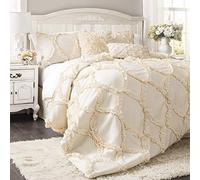 Lush Decor Set di 3 federe per cuscino, in poliestere, per letto matrimoniale, colore: avorio