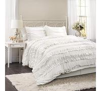 (TG. Queen) Lush Decor Belle 4-Piece Comforter Set, Queen, White - NUOVO
