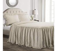 (TG. Queen) Lush Decor Copriletto con volant in stile rustico vintage, elegante,