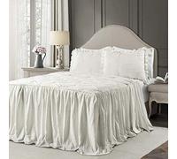 (TG. Queen) Lush Decor Ravello Pintuck, Poliestere, Bianco, Queen - NUOVO