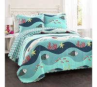 (TG. Queen) Lush Decor Sealife - Set copripiumino da 3 pezzi, colore: Blu - NUOV