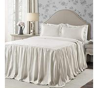 (TG. Queen) Lush Decor Ticking - Copriletto a righe, stile shabby chic, leggero,