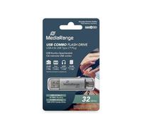 (TG. regular) Mediarange 813015 mr936 chiavetta usb 32gb argento combo usb 3.1 +