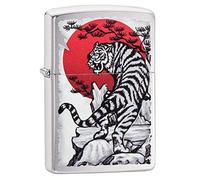 (TG. Regular) Zippo Tiger, Accendino Unisex Adulto, Cromato, Regular - NUOVO