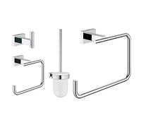 (TG. Rettangolare) Grohe Set Accessori Bagno 3-In-1 Essentials Cube New, Cromo,