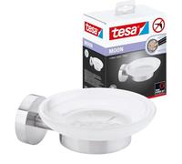(TG. rund) Tesa Moon Porta Phon da Parete, Look Acciaio Inox, Autoadesivo, Tecno