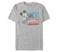 (TG. S) Disney Classic-Mickey Tapes Organic Short Sleeve T-Shirt, Melange Grey,