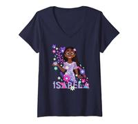 (TG. S) Disney Encanto Isabela Madrigal Floral Maglietta con Collo a V - NUOVO