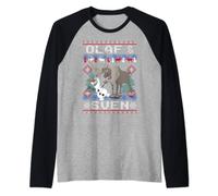 (TG. S) Disney Frozen Olaf Sven Ugly Natale Sweater Maglia con Maniche Raglan -