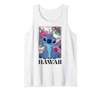 (TG. S) Disney Lilo & Stitch Hawaii Hibiscus Cute Floral Portrait Canotta - NUOV