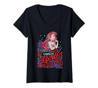 (TG. S) Disney Princess Ariel Own It Girl Maglietta con Collo a V - NUOVO