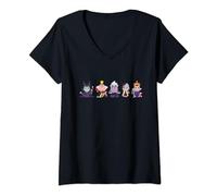 (TG. S) Disney Villains Kawaii Chibi Evil Queens Maglietta con Collo a V - NUOVO