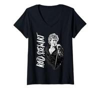 (TG. S) Donna Rod Stewart Adamt Maglietta con Collo a V - NUOVO