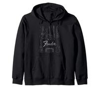 (TG. S) Fender Guitars & Amp Logo Felpa con Cappuccio - NUOVO