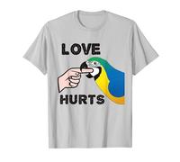 (TG. S) Love Hurts - Pappagallo per ara blu e oro Maglietta - NUOVO