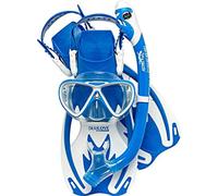 (TG. S/M) Cressi Rocks PRO Dry Set, Pinne/Maschera/Boccaglio Unisex Bambini, Blu
