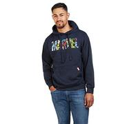 (TG. S) Marvel Logo Characters Cappuccio, Blu (Navy Navy), Small Uomo - NUOVO