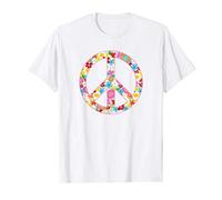 (TG. S) Spring Flowers Peace Sign Great Message Flowers Hippy Gifts Maglietta -