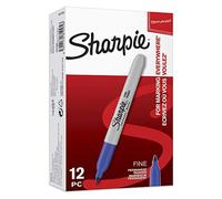 (TG. Scatola da 12) Sharpie Pennarelli Indelebili, Punta Fine, Scatola da 12, Bl