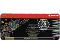(TG. Scatola in Metallo da 8) Pennarello Premium Metallizzato - STABILO Pen 68 m
