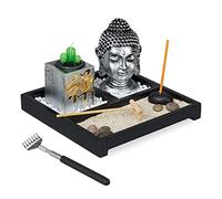 (TG. Set da 1 pz.) Relaxdays Giardino Zen, con Buddha, Pietre, Sabbia, Porta Inc