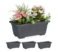 (TG. Set da 4x) Relaxdays Fioriera da Esterni e Interni, Set da 4, Vasi Rettango