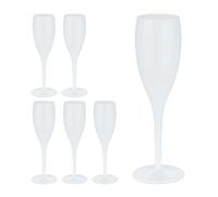 (TG. Set da 6) Relaxdays Flute in Plastica, Set da 6 Calici da Spumante, Bicchie