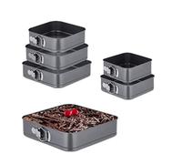 (TG. Set da 6) Relaxdays Set da 6 Teglie Quadrate per Dolci, Diverse Grandezze,