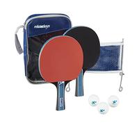(TG. Set da 7 pz.) Relaxdays Set da Ping Pong, con Custodia, Rete, 3 Palline e 2